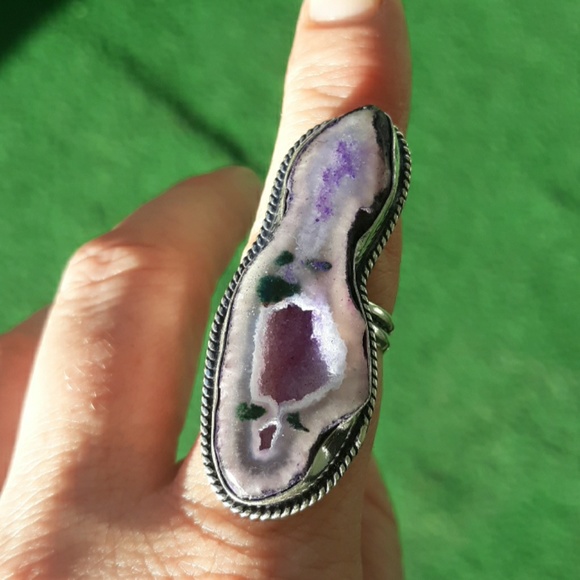 New Solar Quartz Agate Druzy 925 Silver Ring. - Picture 4 of 11